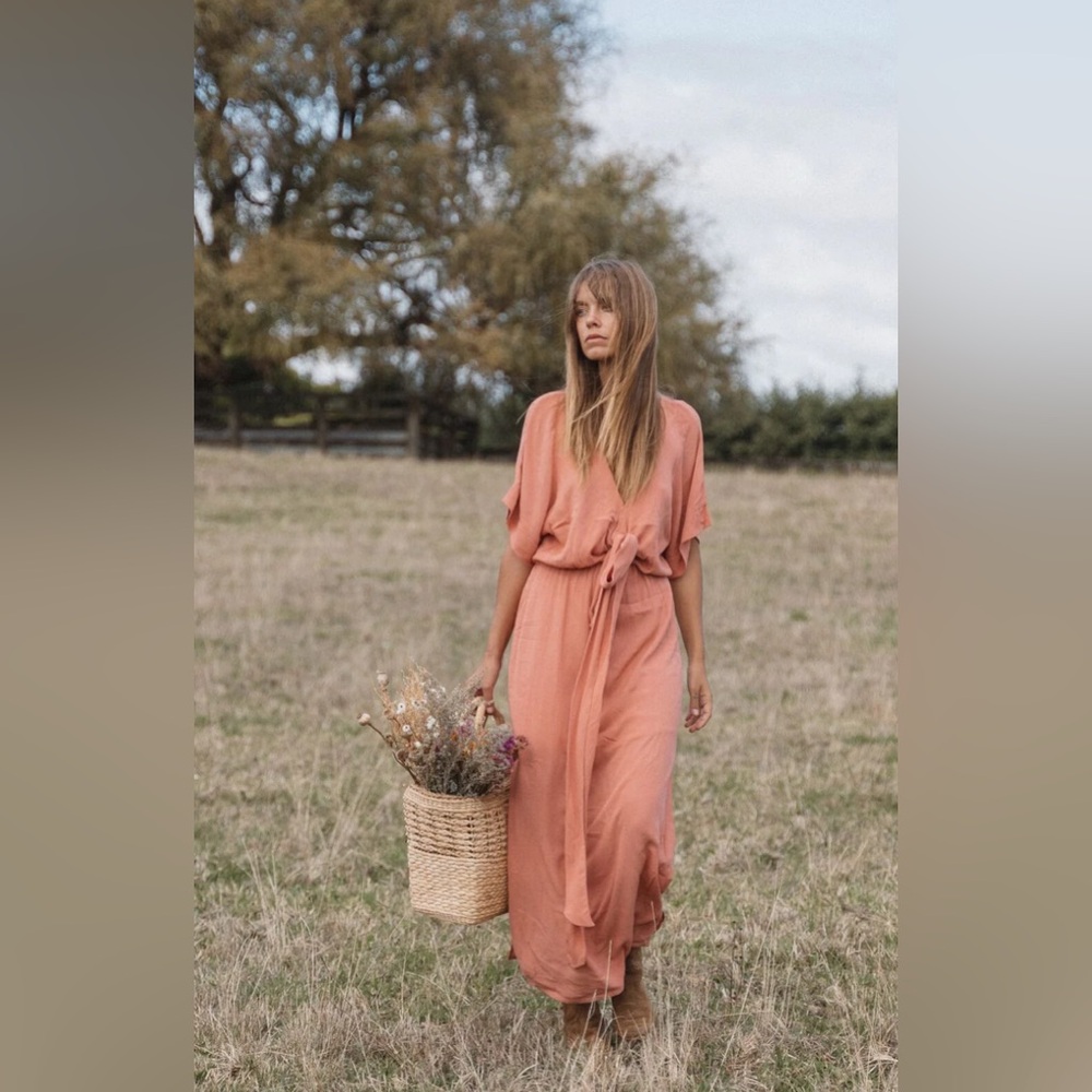 Hazel & Folk Melody Maxi Dress in Dusty Rose